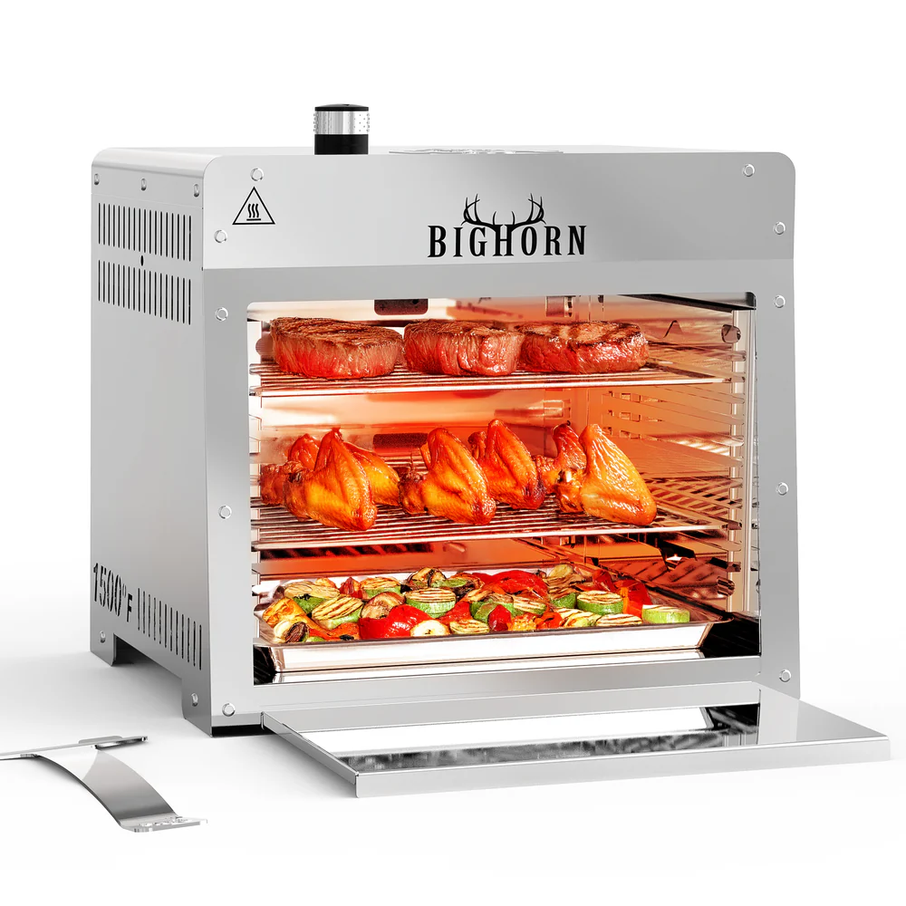 Big Horn 1500°F Infrared Steak Grill review with real sear performance, build quality, propane usage, pizza stone utility, and steak results tested.